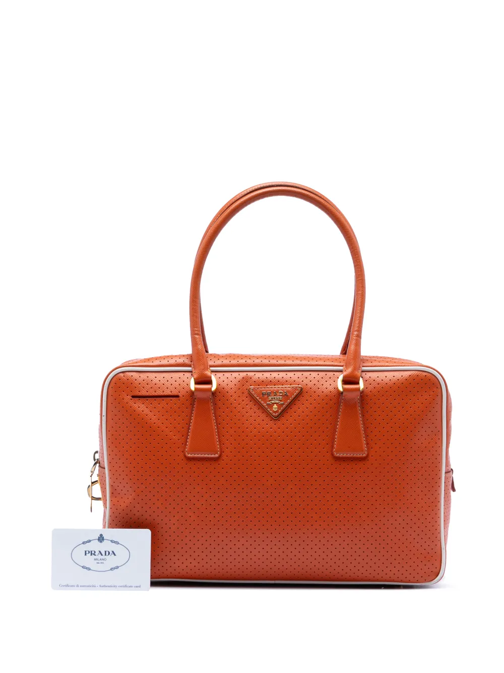 Prada Pre-Owned 2021-2026 Perforated Vitello Drive Leather