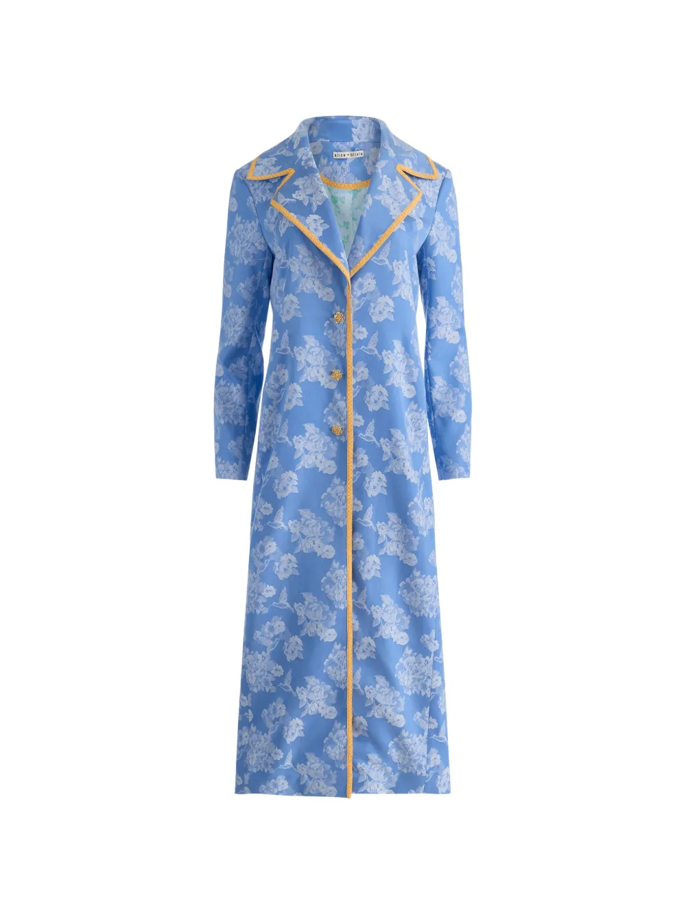 Alice And Olivia Levine Floral-print Coat In Blue