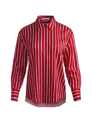 Alice + Olivia Dimitra Striped Oversized Shirt | Red | FARFETCH