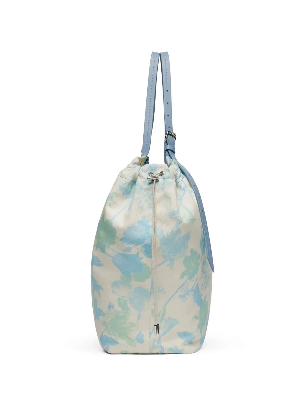 Maison Margiela Medium katoenen shopper met trekkoord en bloemenprint Blauw