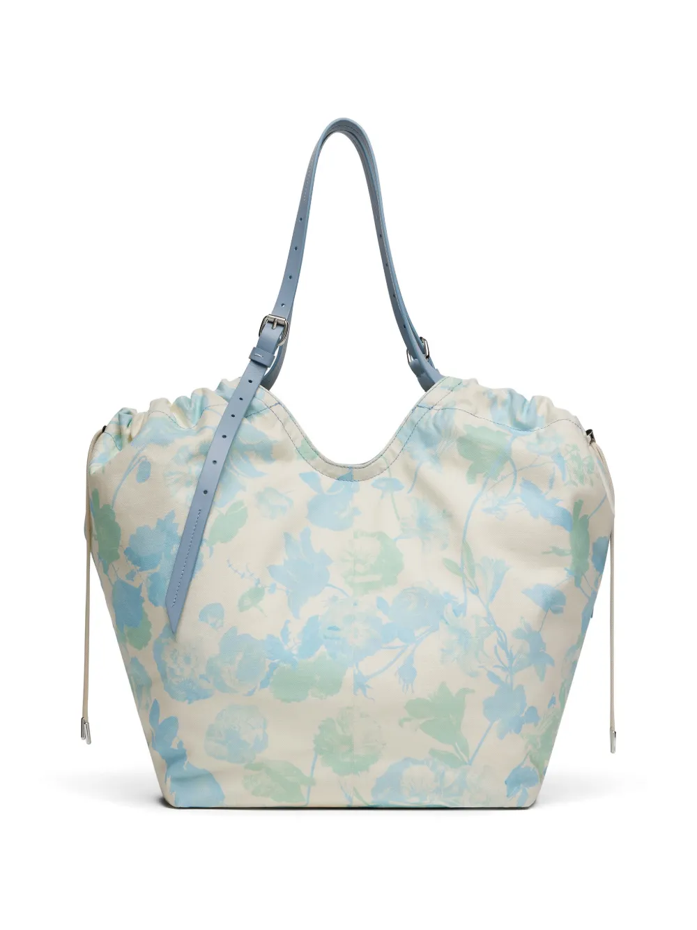 Maison Margiela Medium katoenen shopper met trekkoord en bloemenprint Blauw