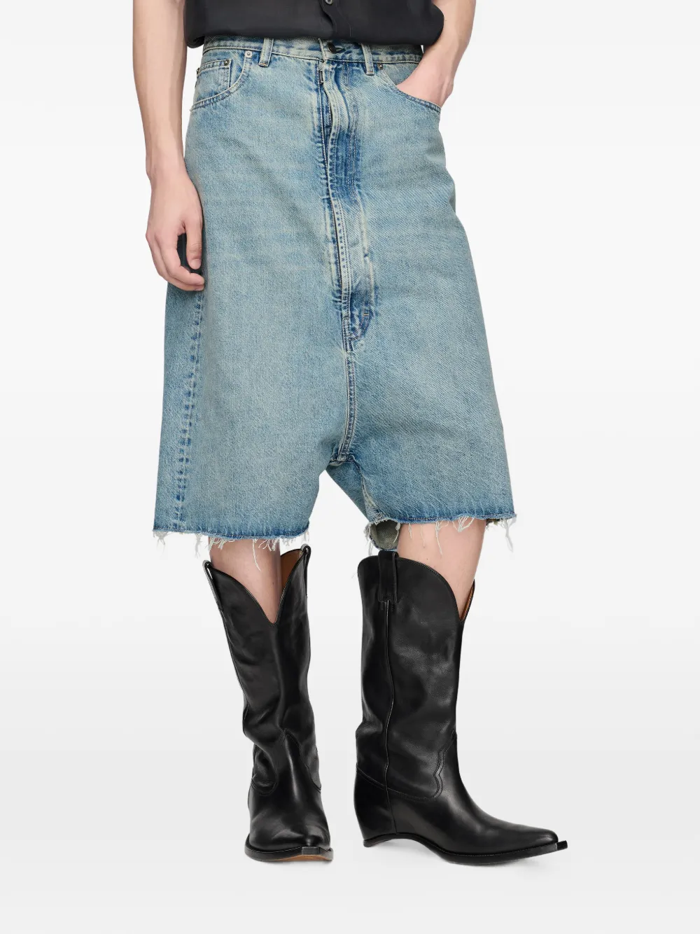 Maison Margiela Denim shorts met verlaagde taille Blauw