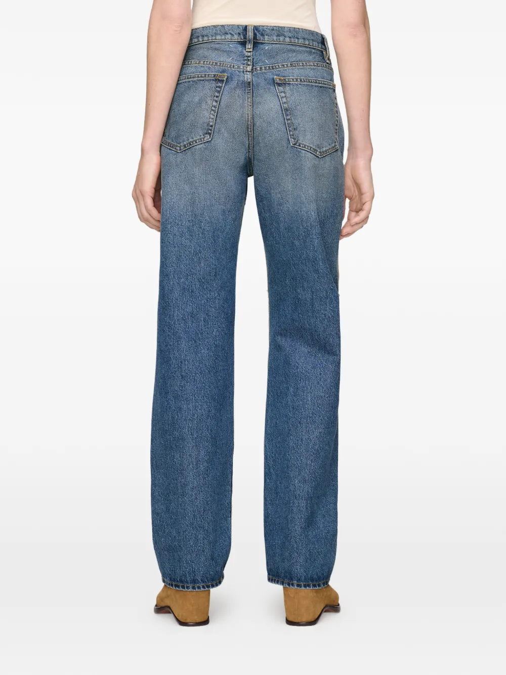 Maison Margiela Denim jeans met gerafeld detail en patchwork Blauw