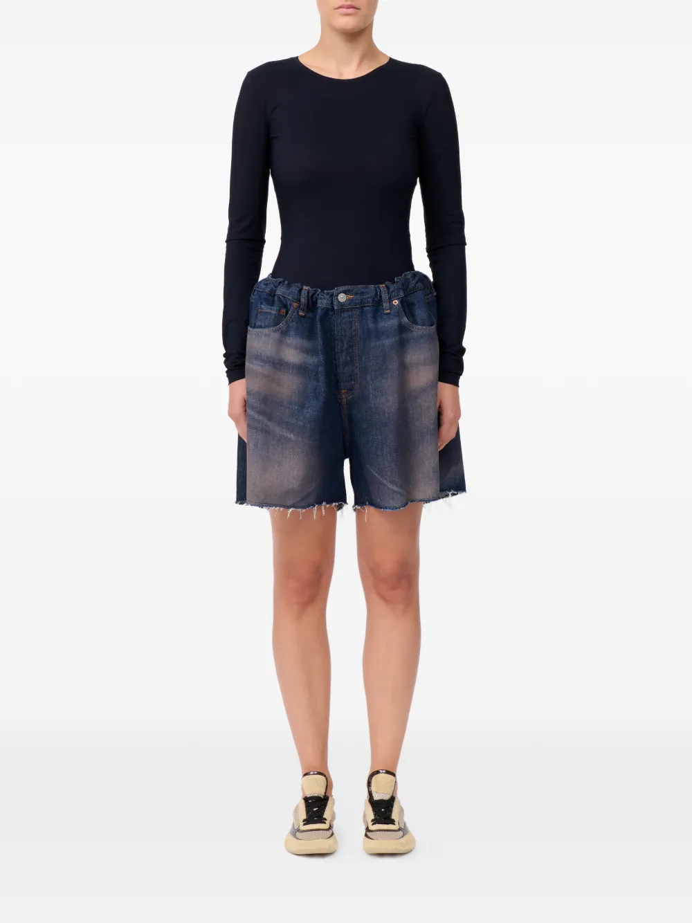 MM6 Maison Margiela Katoenen shorts met franje Blauw