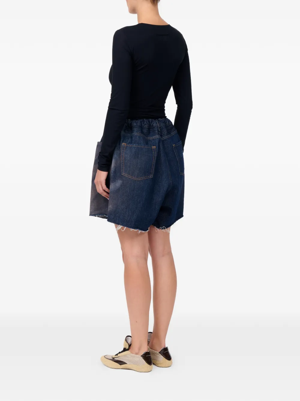 MM6 Maison Margiela Katoenen shorts met franje Blauw