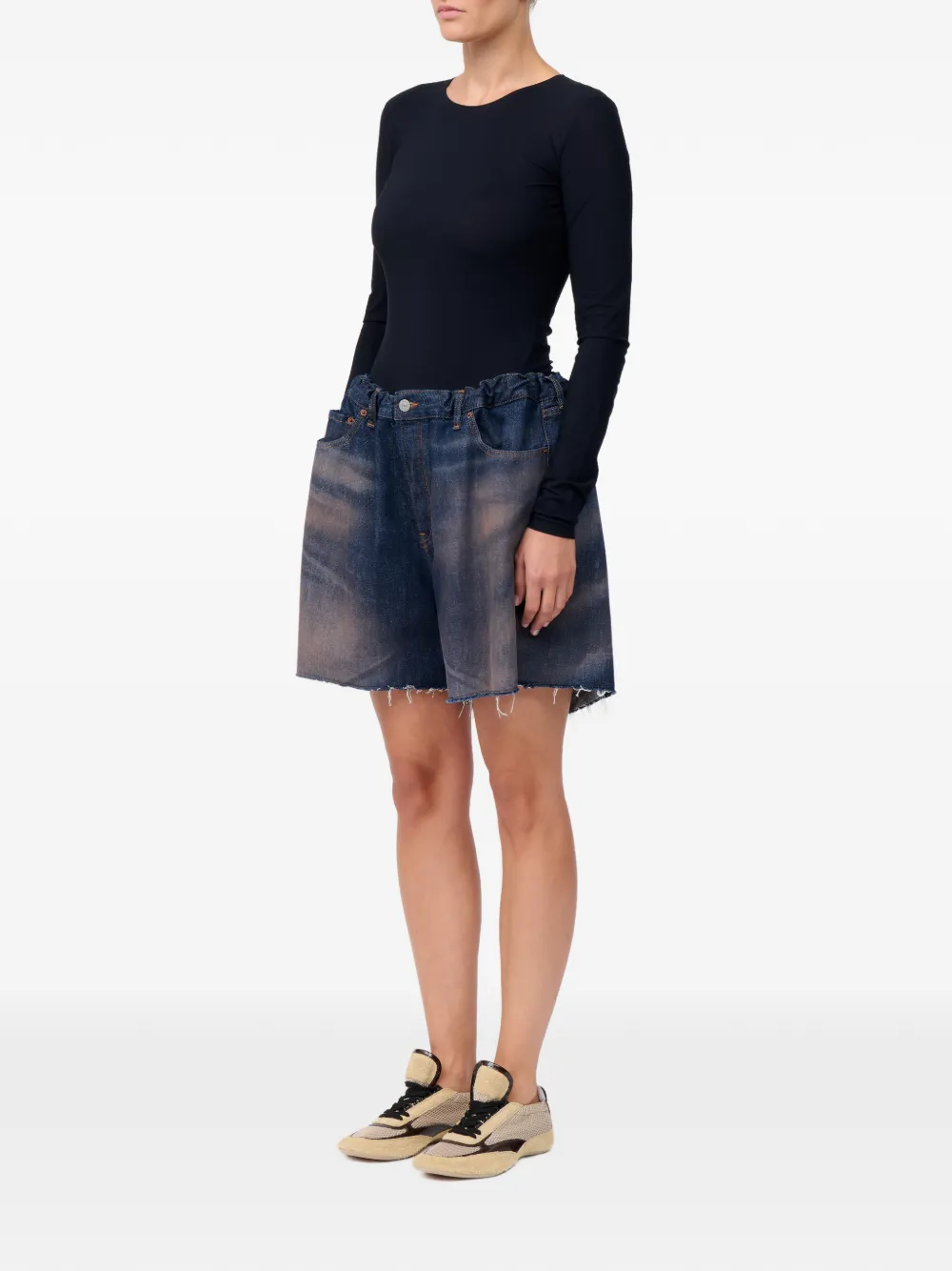 MM6 Maison Margiela Katoenen shorts met franje Blauw