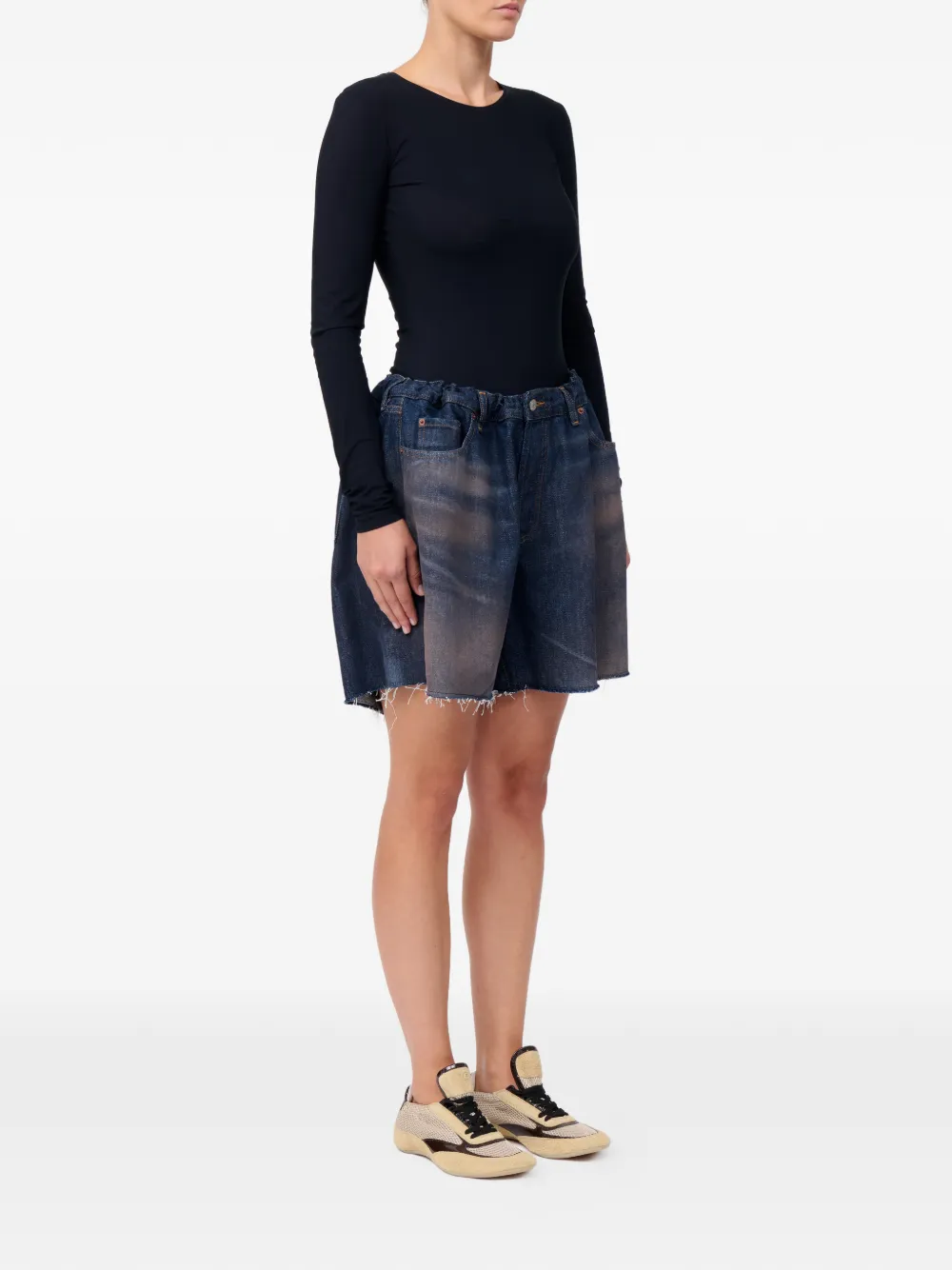 MM6 Maison Margiela Katoenen shorts met franje Blauw
