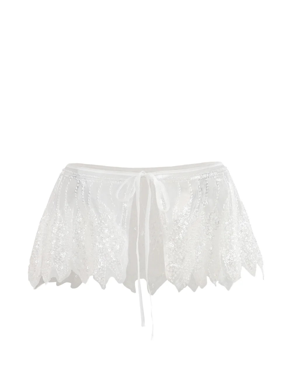 Tulleen sequin tie front stole - Bianco