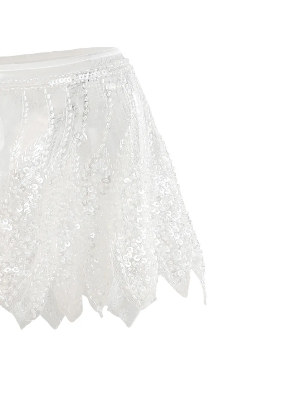  Tulleen Sequin Tie Front Stole - White 