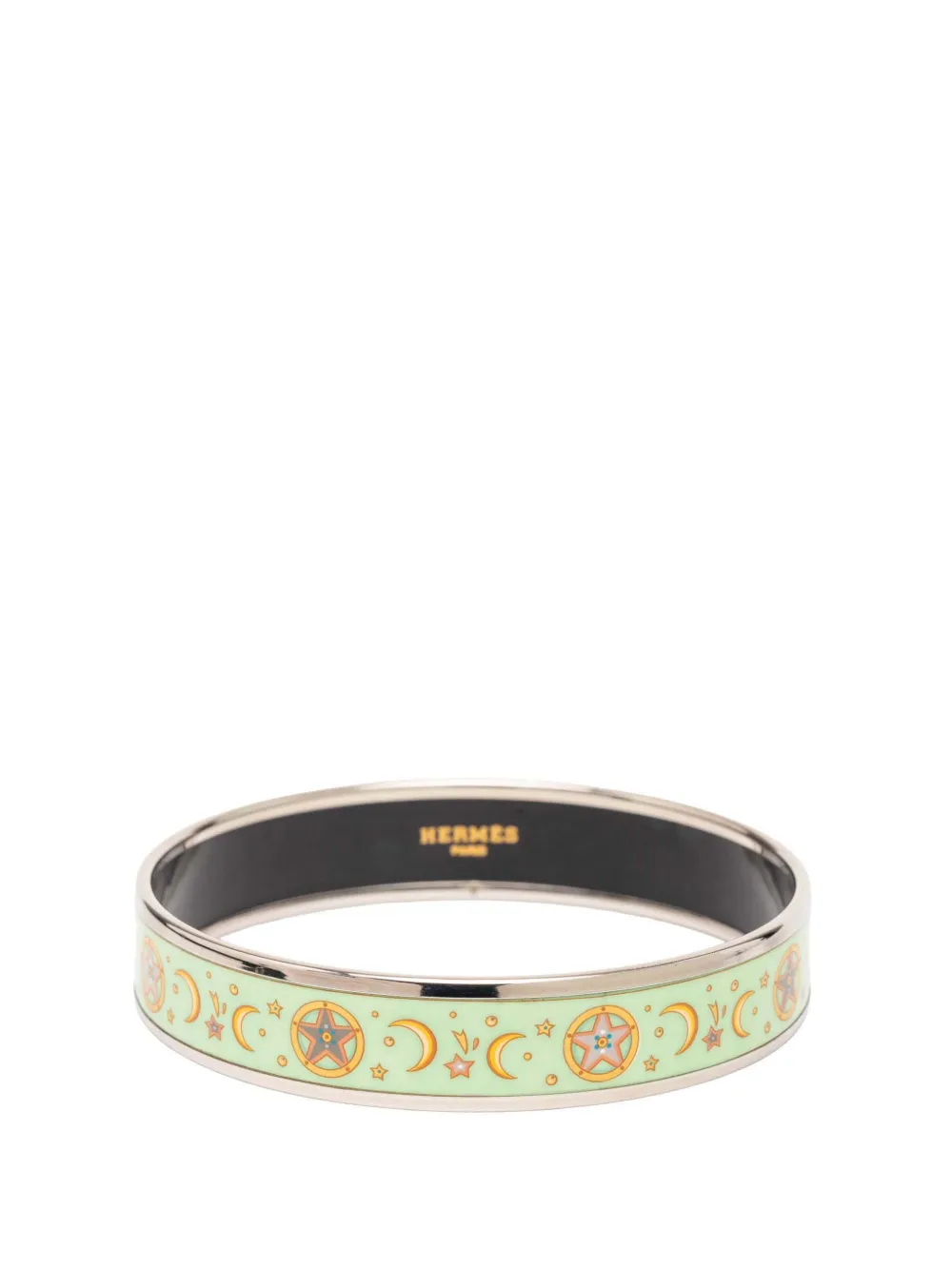 Hermès Pre-Owned 1990-2010 Narrow Enamel Moon and Stars Bangle 70 costume bracelet - Verde