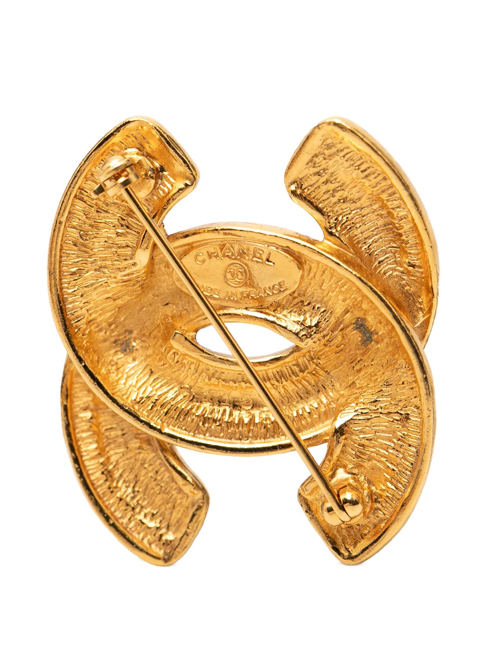 1970-1980 Gold Plated Cc Quilted Brooch Costume Brooch