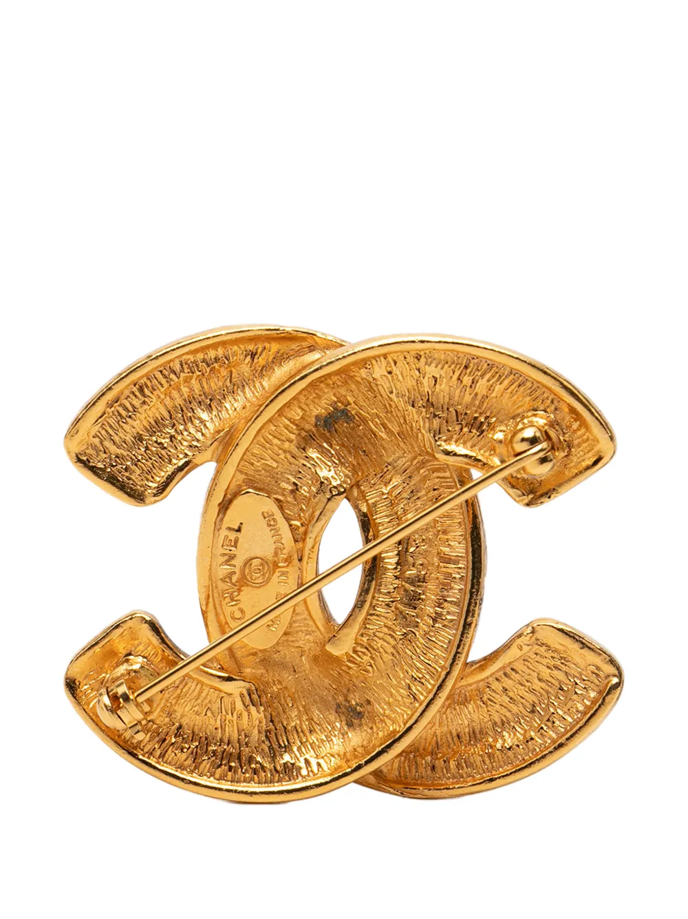 1970-1980 Gold Plated Cc Quilted Brooch Costume Brooch