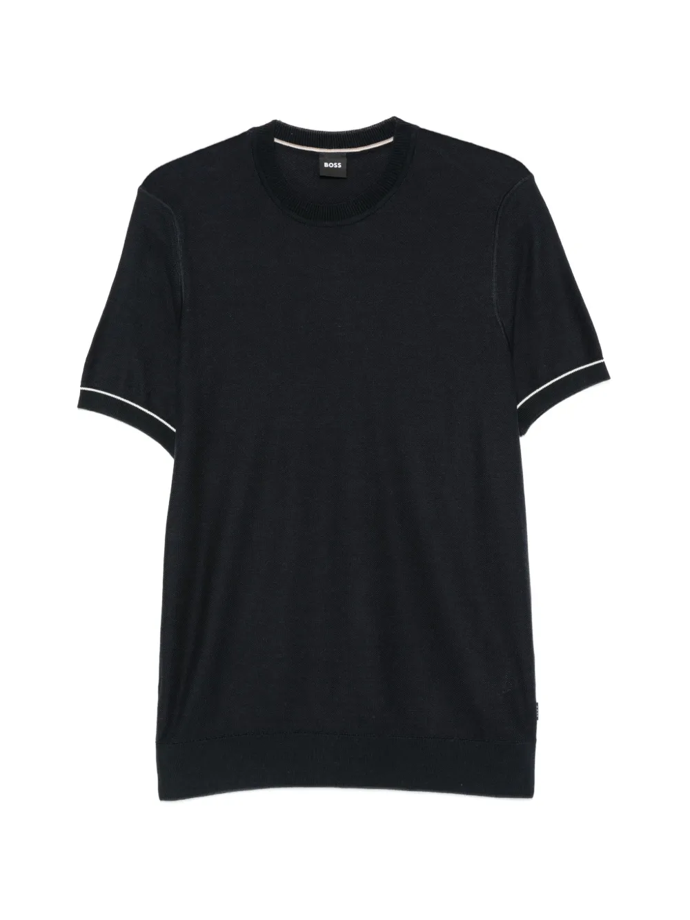 BOSS contrast-trim short-sleeve sweater - Schwarz