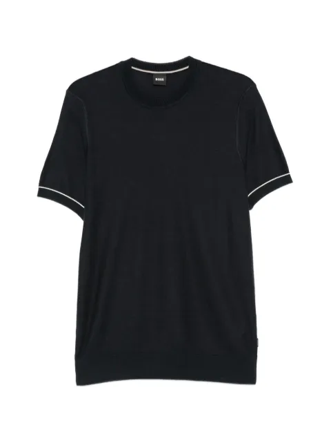 BOSS contrast-trim short-sleeve sweater