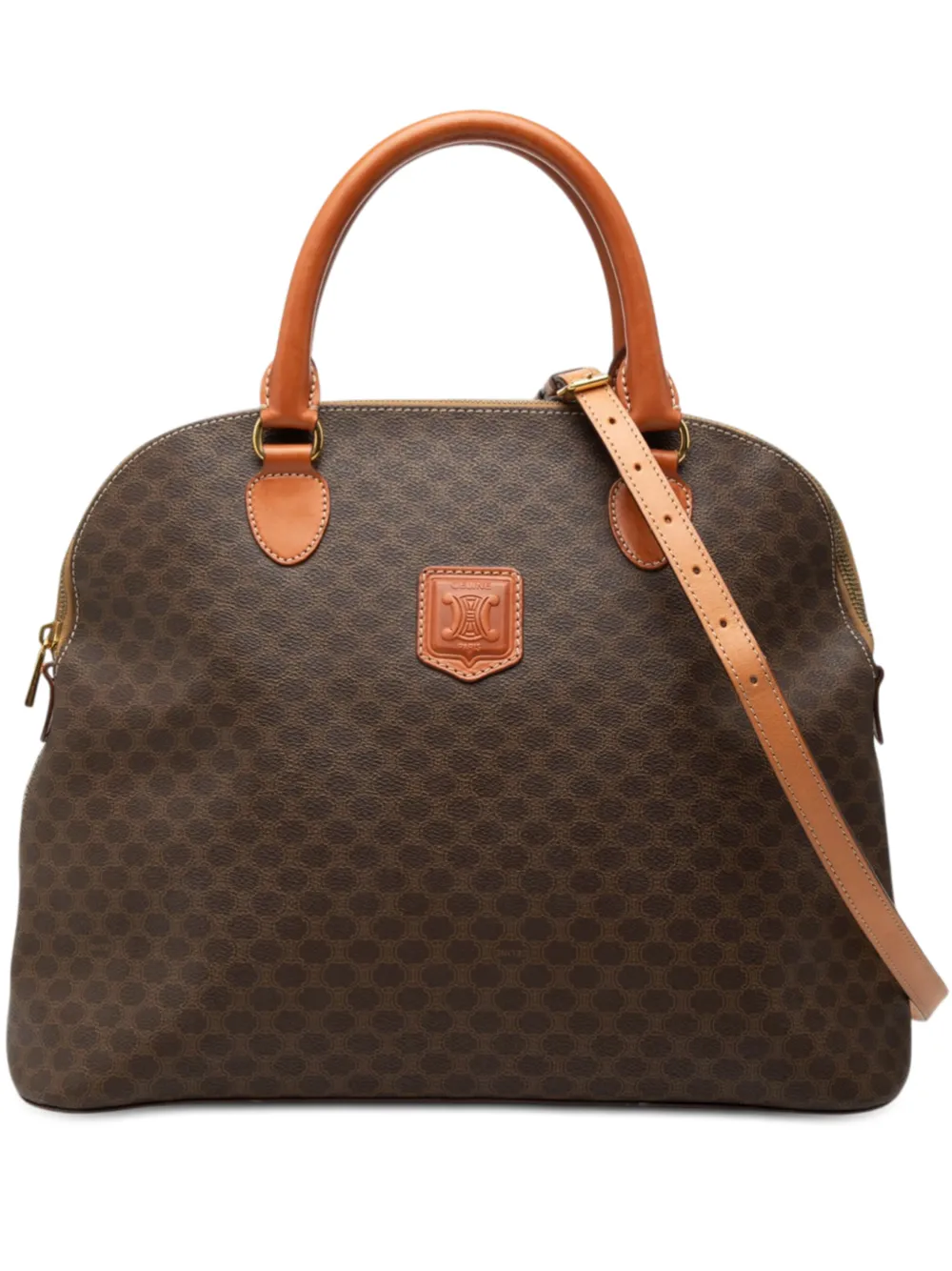 Celine Pre-Owned 1996 Macadam Coated Canvas Dome satchel - Marrone