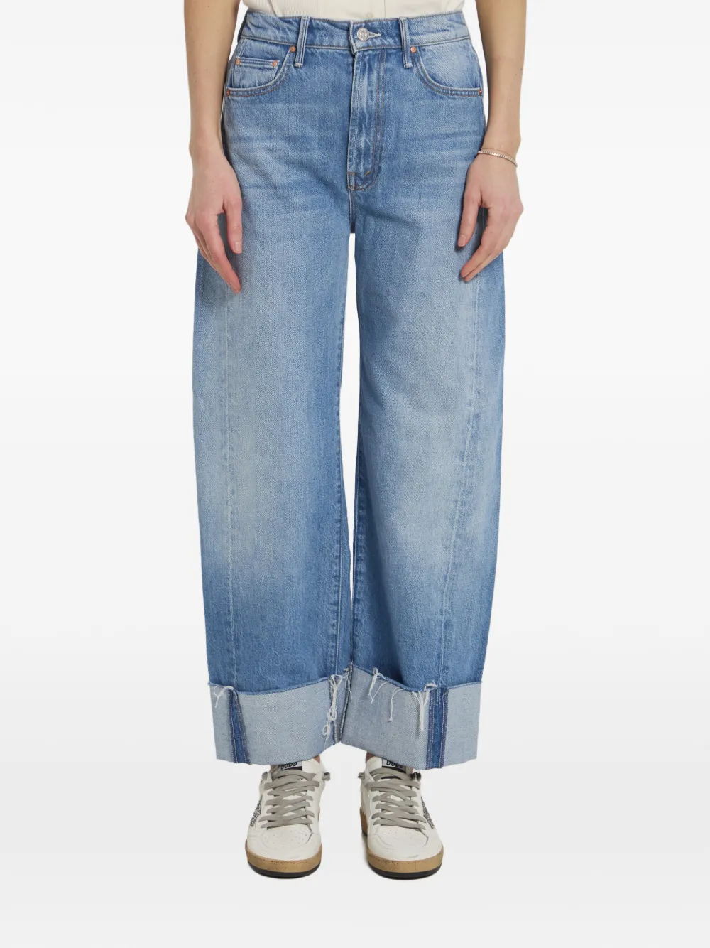 MOTHER The Half Pipe Ankle Cuff Fray katoenen jeans Blauw