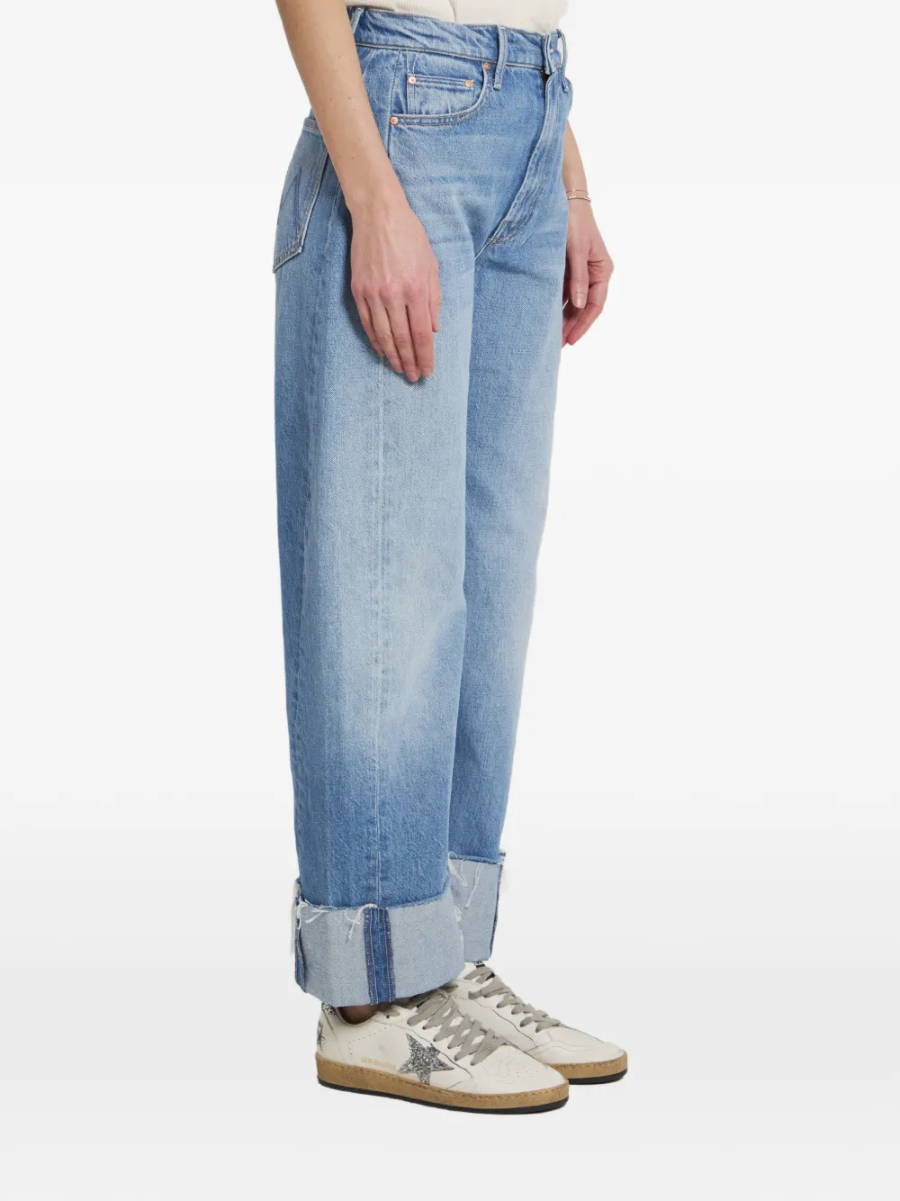 MOTHER The Half Pipe Ankle Cuff Fray katoenen jeans Blauw