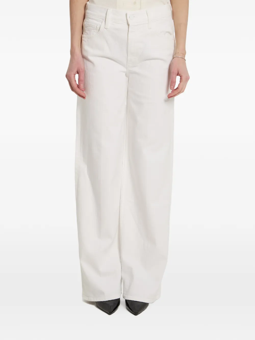 MOTHER The Rerun Zip Sneak cotton jeans - Bianco
