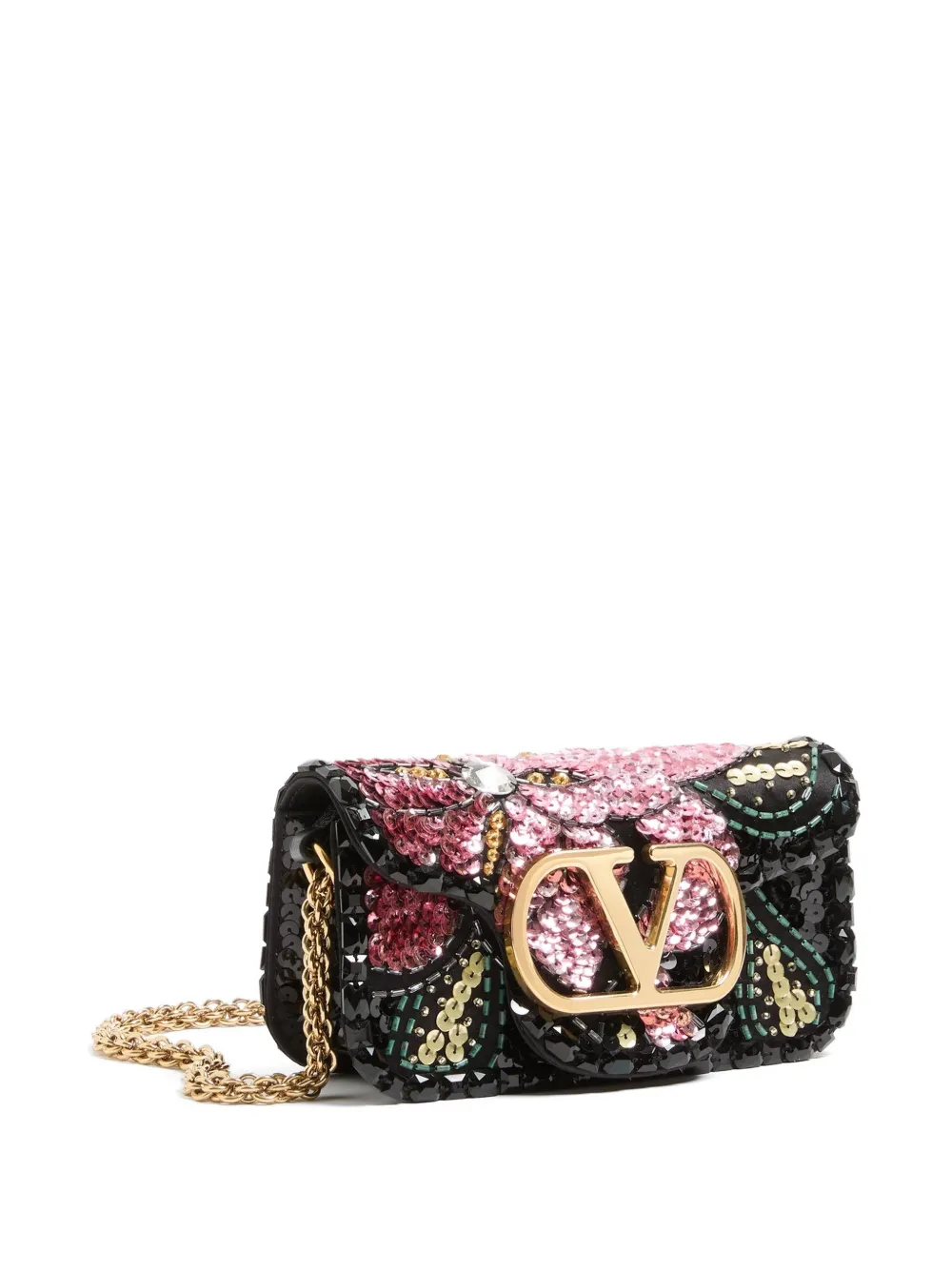 Valentino Garavani Locò kleine schoudertas met borduurwerk Zwart