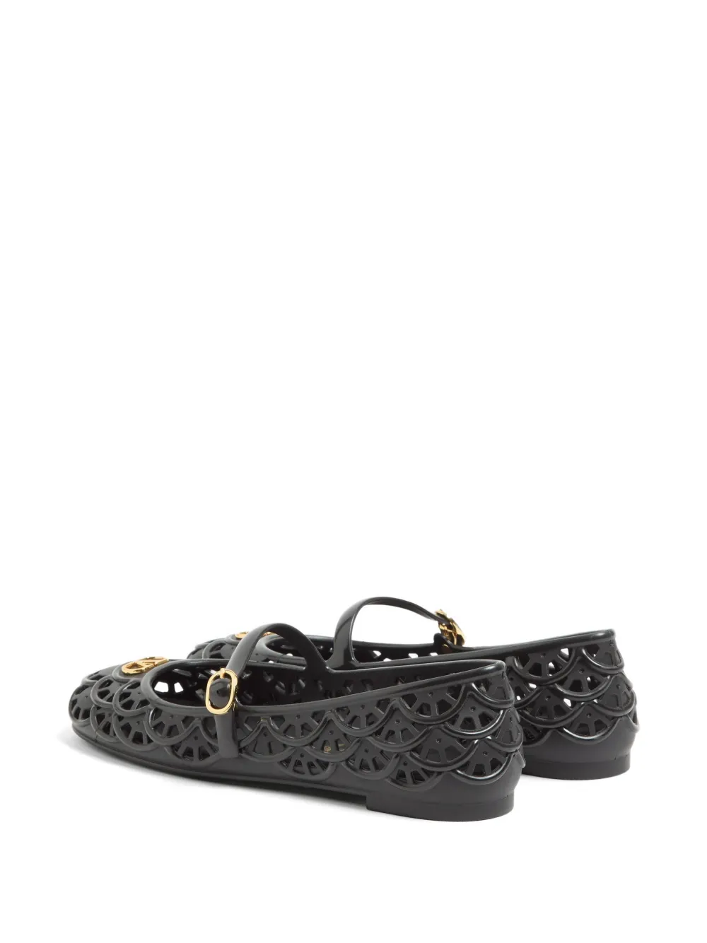 Valentino Garavani Ondette rubberen ballerina's met gewelfd patroon 05 mm Zwart