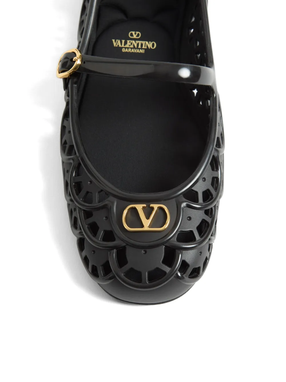 Valentino Garavani Ondette rubberen ballerina's met gewelfd patroon 05 mm Zwart