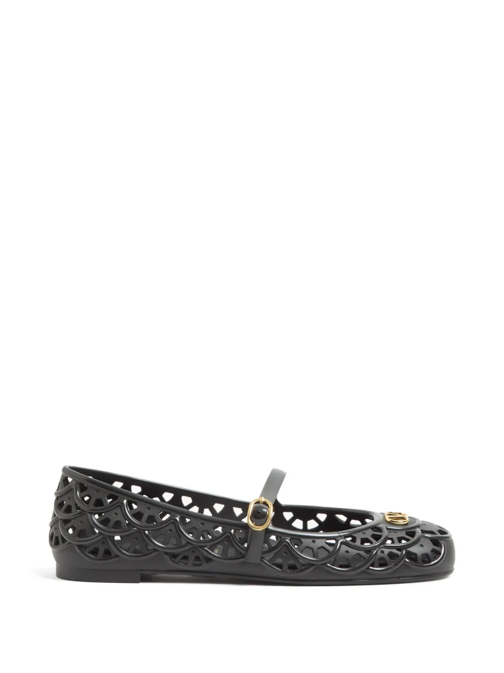 Valentino Garavani Ondette rubber ballerina with scallop pattern 05mm - Nero
