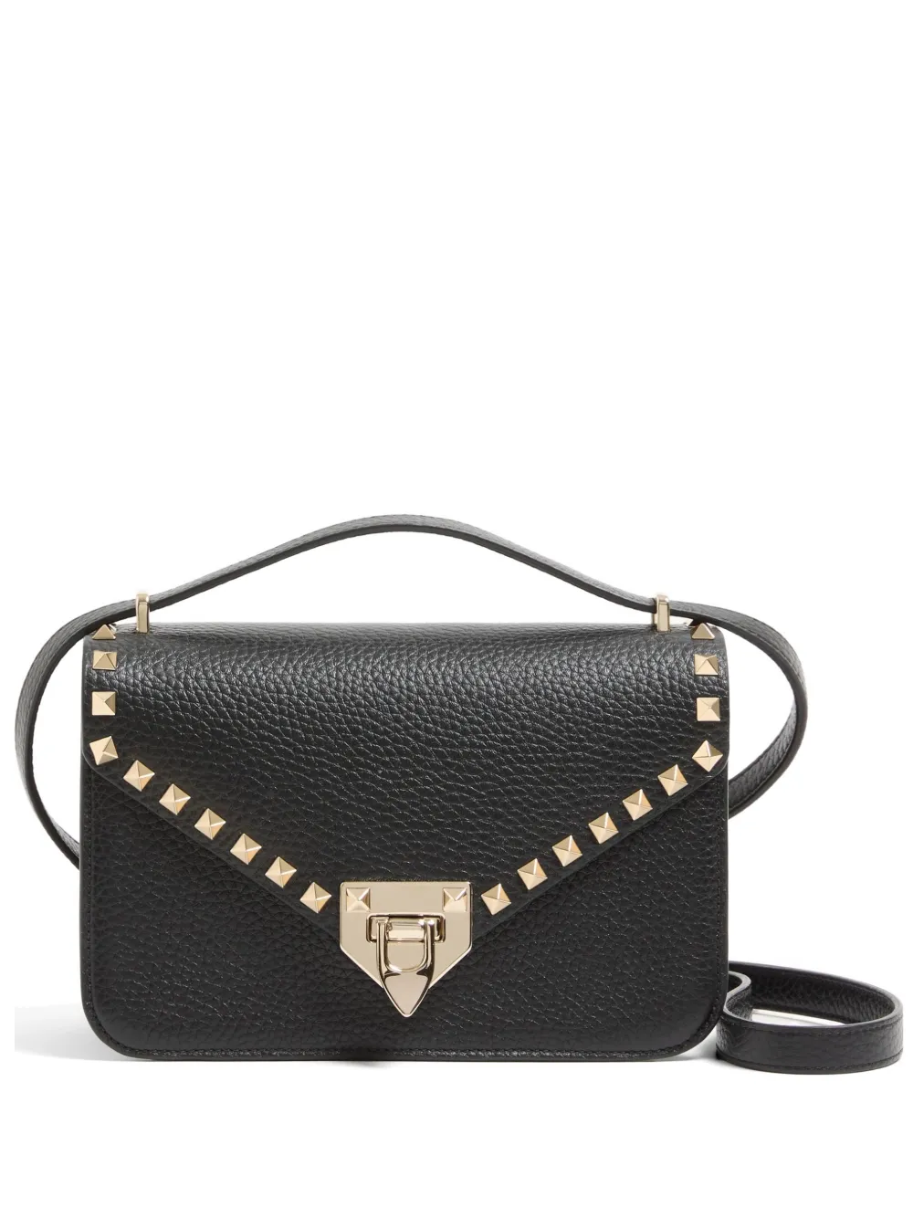 Valentino Garavani Rockstud small shoulder bag in grainy calfskin - Nero