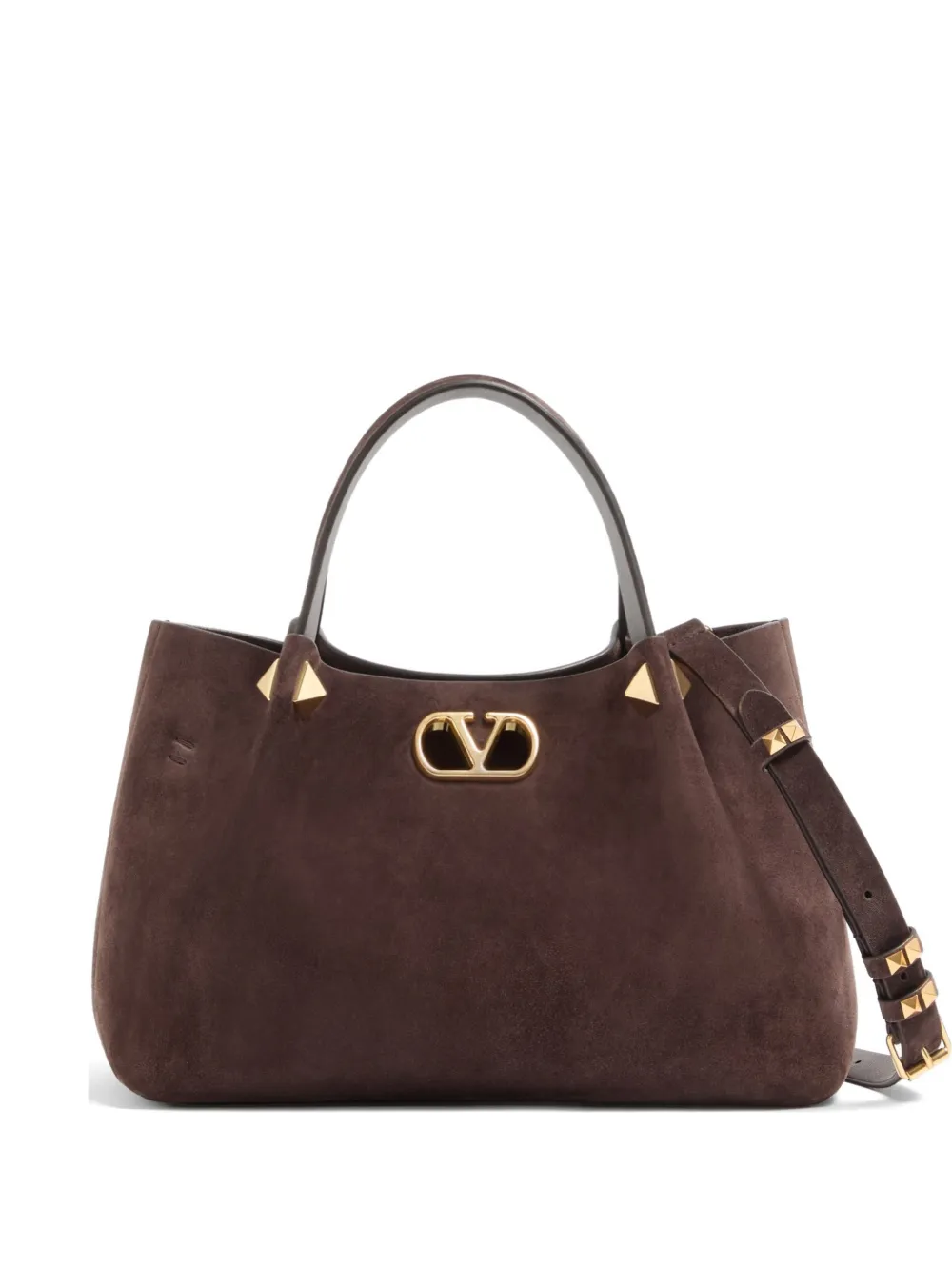 Valentino Garavani Borsa shopper piccola in pelle scamosciata - Marrone