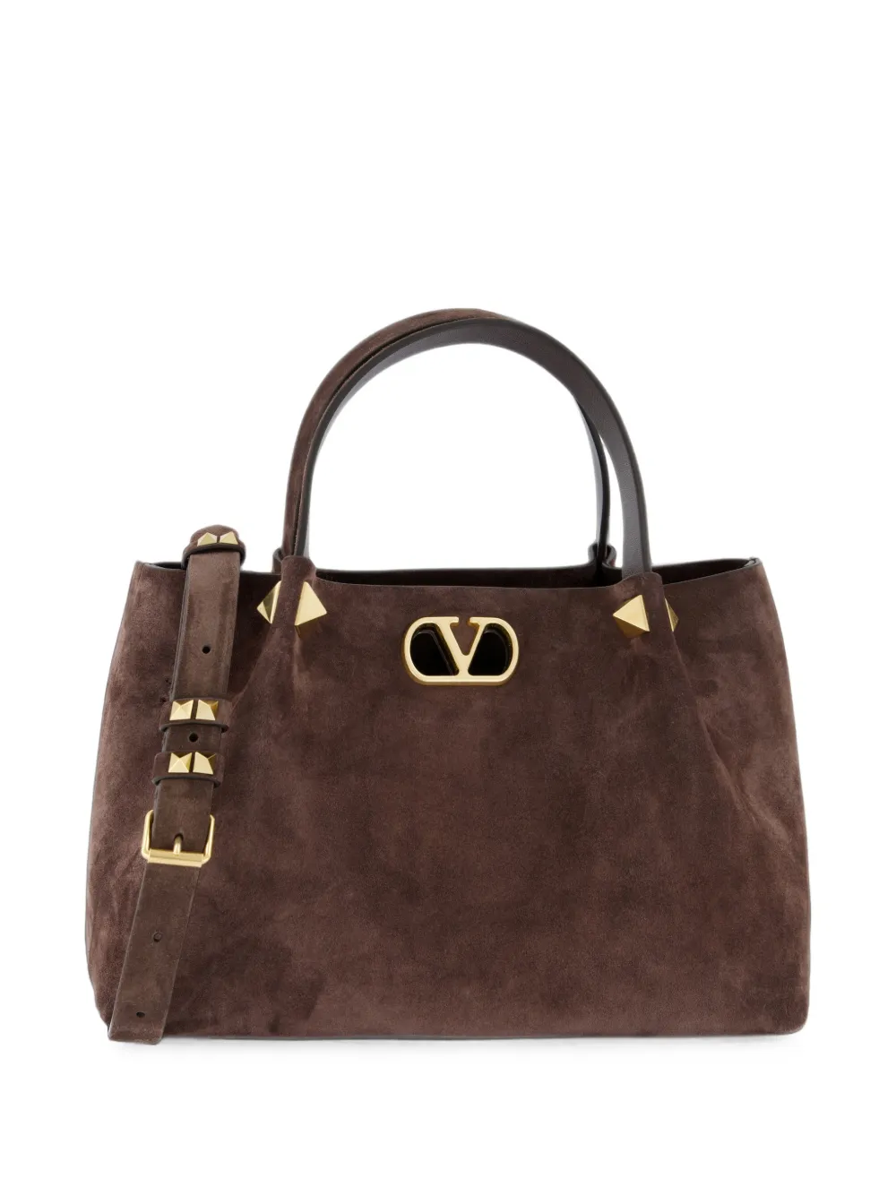 Valentino Garavani Borsa shopper piccola in pelle scamosciata - Marrone