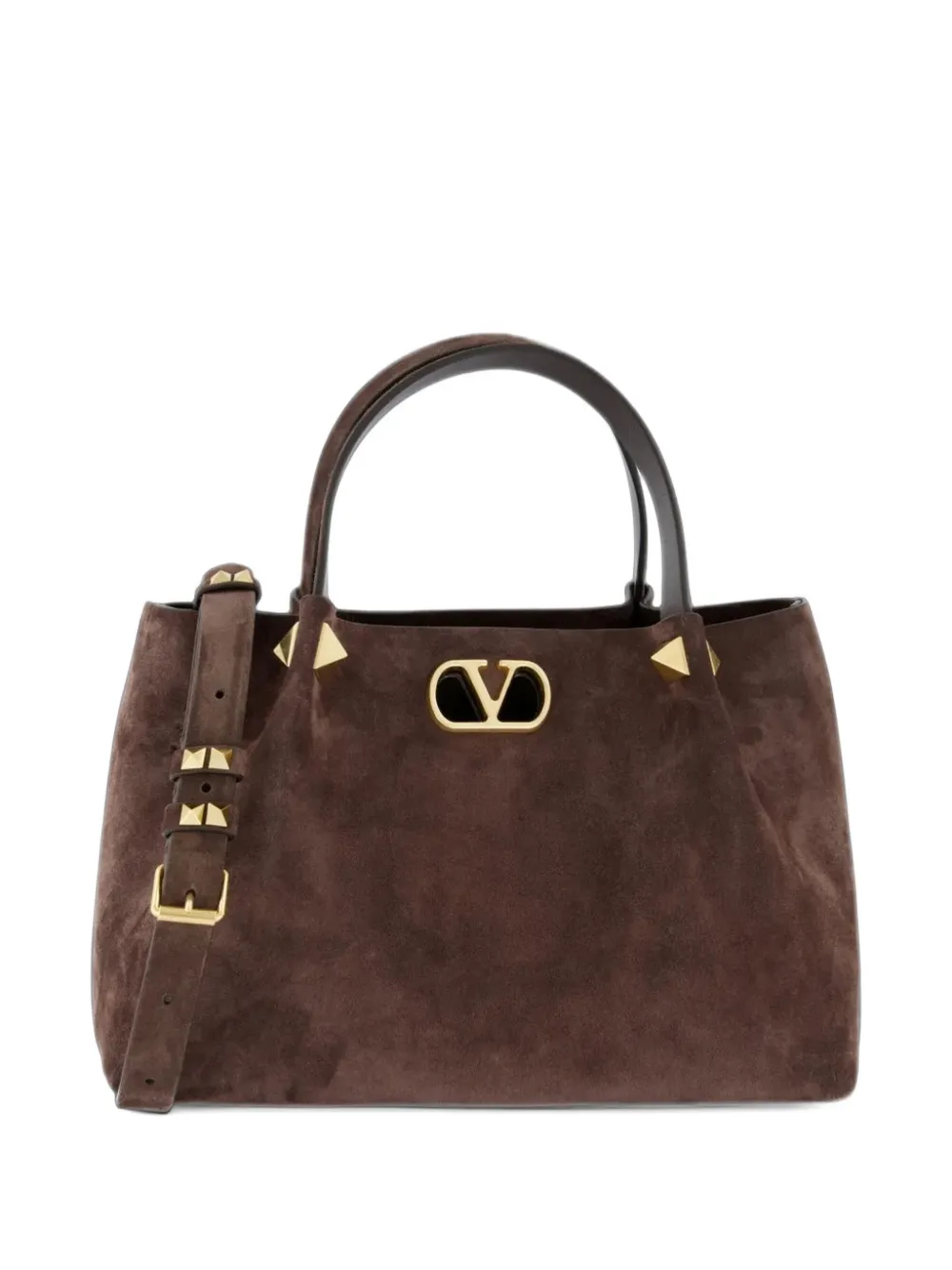 Valentino Garavani Borsa shopper piccola in pelle scamosciata - Marrone