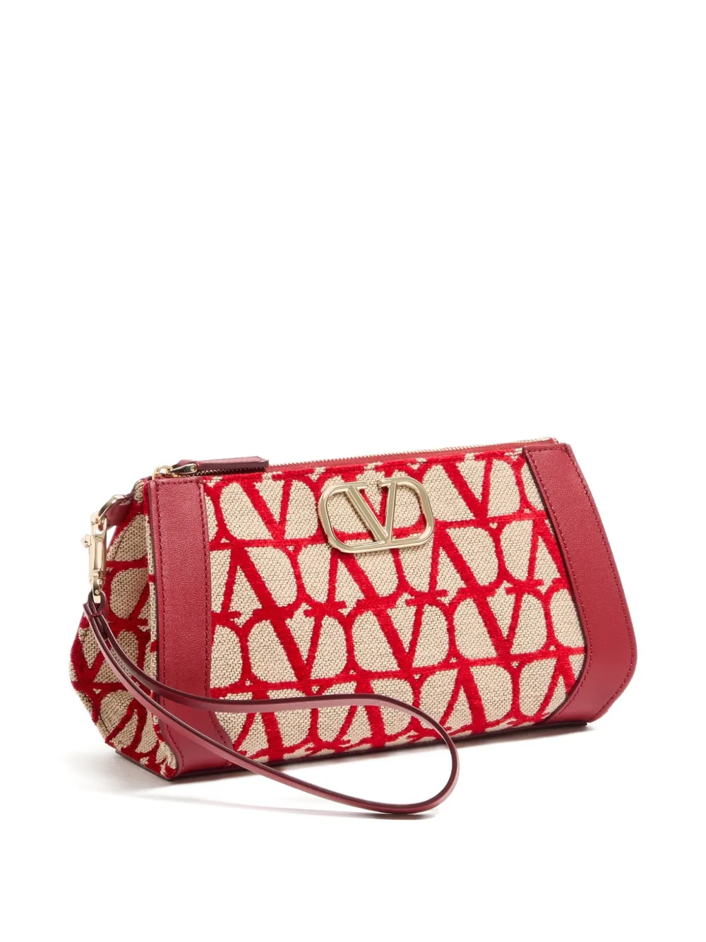 Valentino Garavani VLogo Signature clutch van Toile Iconographe katoen Rood