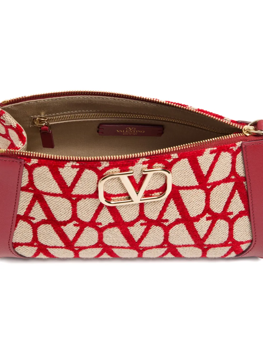 Valentino Garavani VLogo Signature clutch van Toile Iconographe katoen Rood