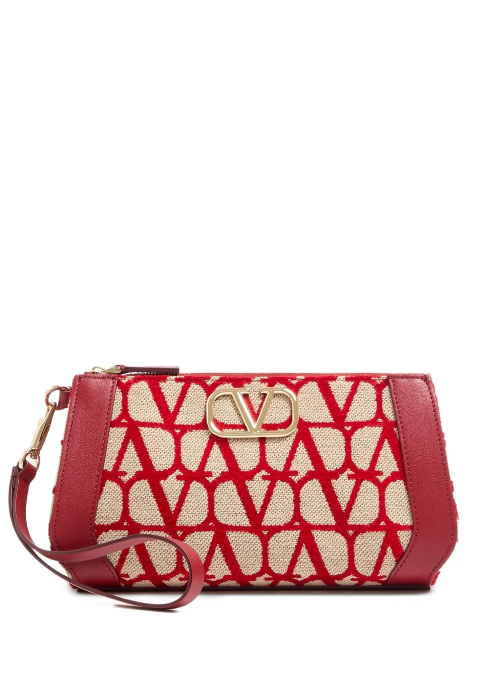 Valentino Garavani Clutch VLogo Signature Toile Iconographe - Rosso