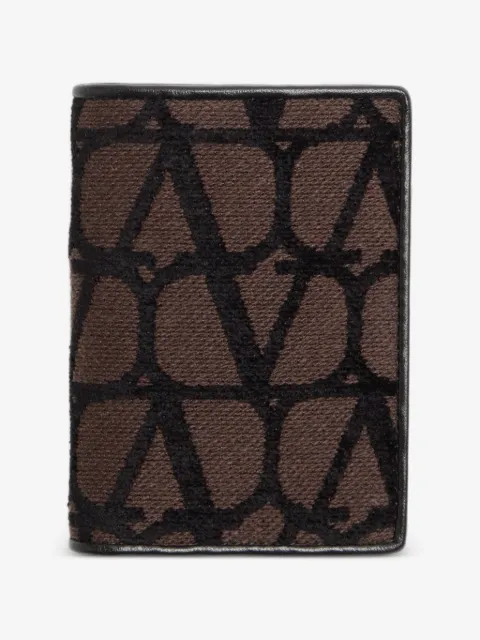 Valentino Garavani Toile Iconographe card case with leather details