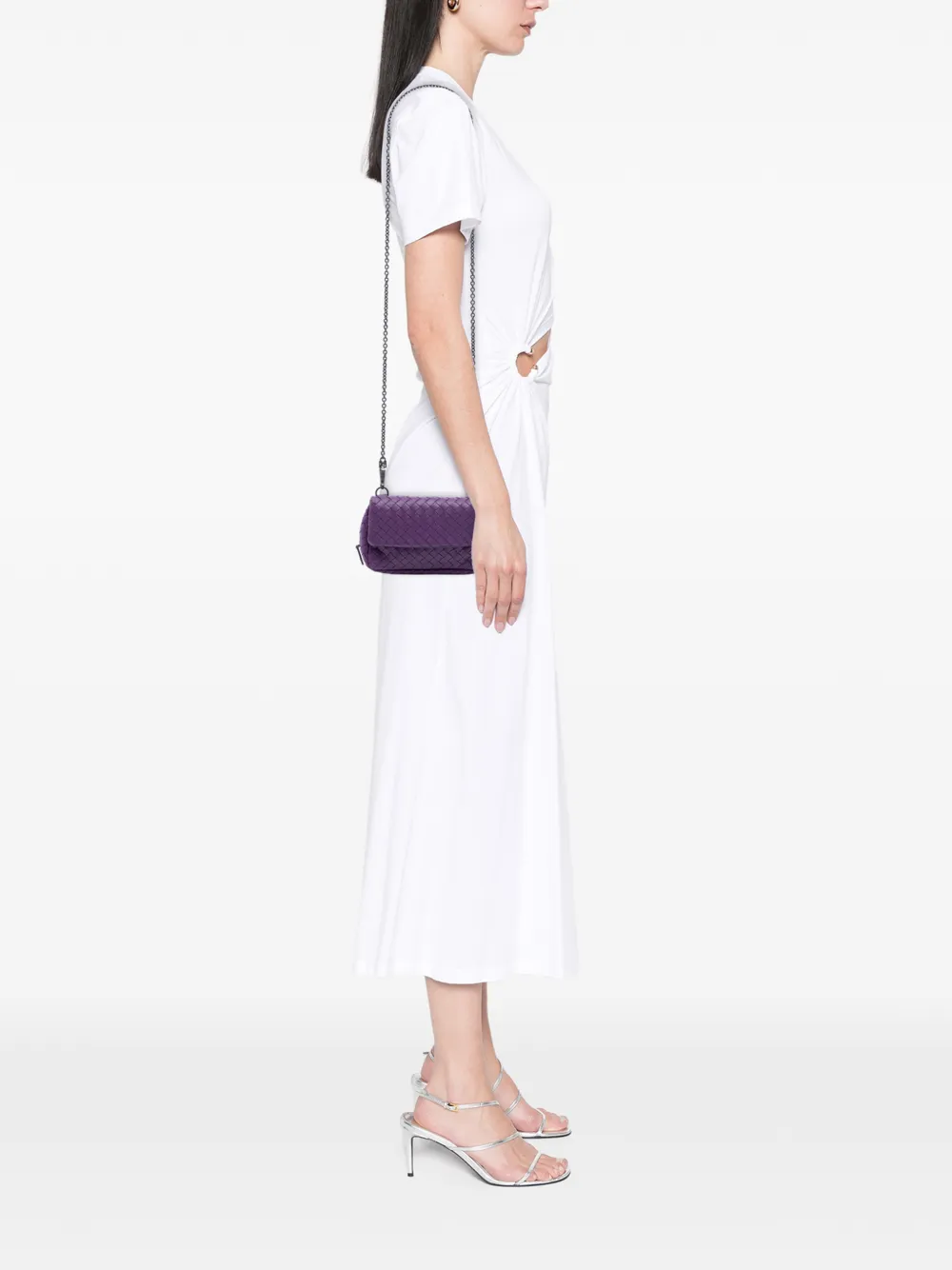 Bottega Veneta Pre-owned 2012-2025 Mini Nappa Intrecciato Expandable Chain Flap Crossbody Bag - Purple 