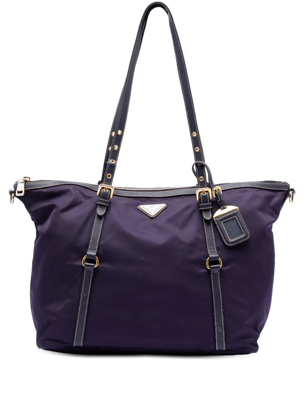 Prada Pre-Owned 2013-2026 Saffiano Trimmed Tessuto satchel - Purple