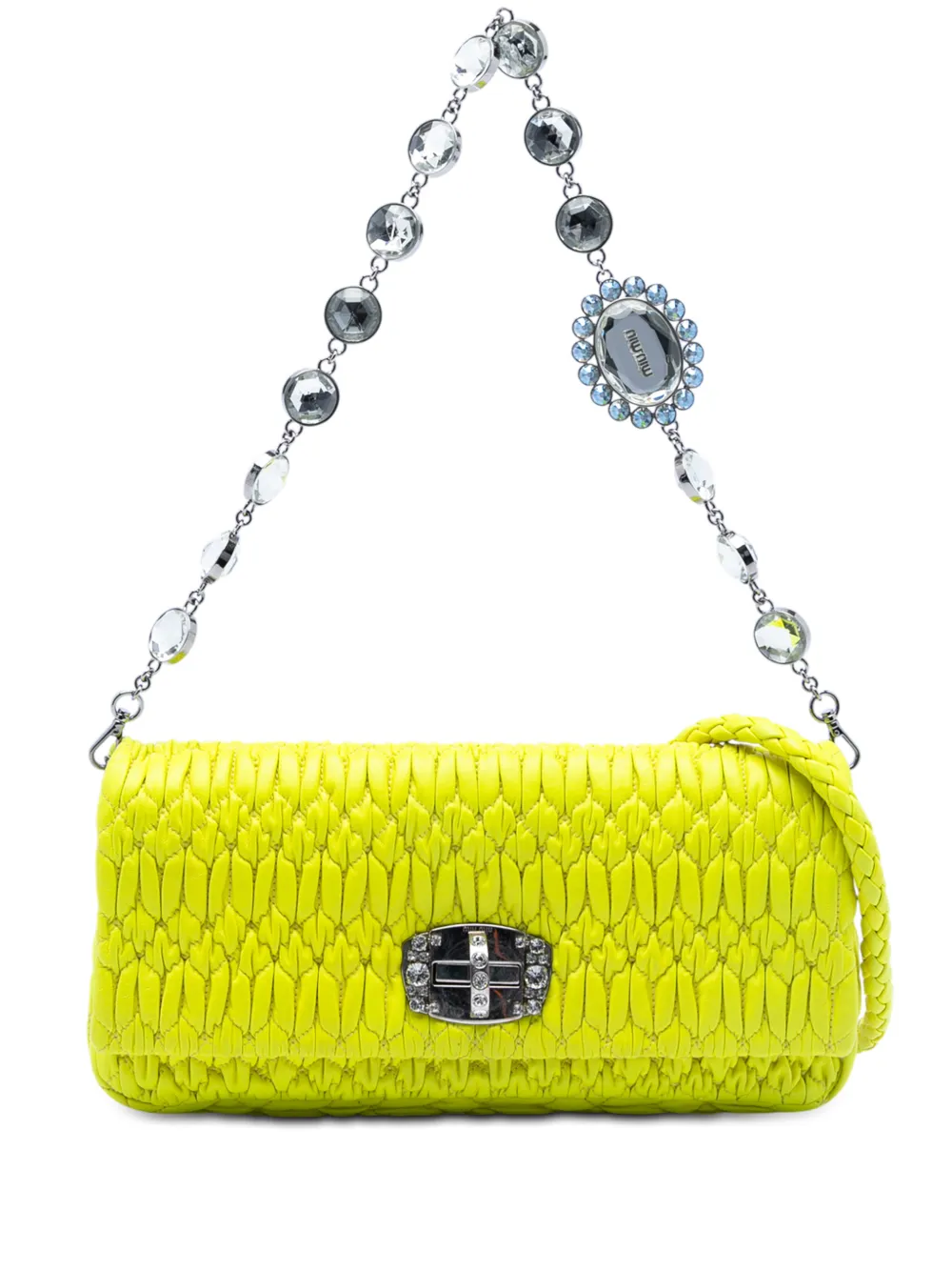 Miu Miu Pre-Owned 2010-2025 Matelasse Nappa Crystal Chain satchel - Giallo