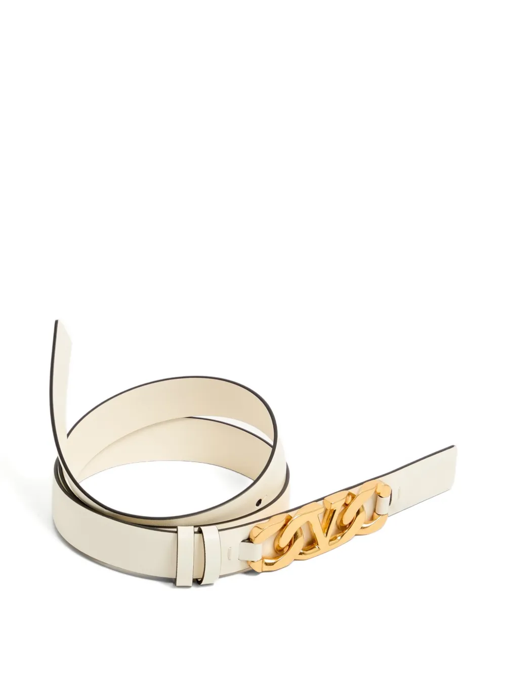Valentino Garavani VLogo glanzende kalfsleren riem 25 mm Wit