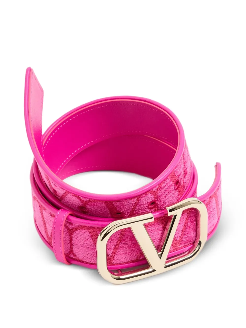 Valentino Garavani Toile Iconographe riem met leren details 40 mm Roze