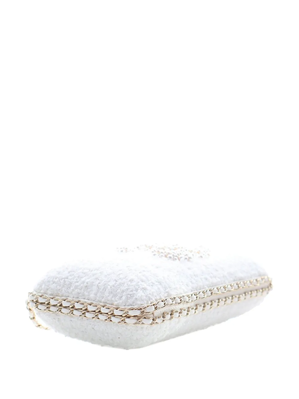 2020 Tweed Pearl Chain Around Evening Clutch On Chain Crossbody Bag