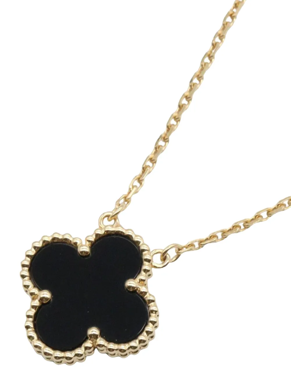Van Cleef & Arpels Pre-Owned 2010-2025 18K Yellow Gold and Onyx Vintage Alhambra Pendant necklace - Nero