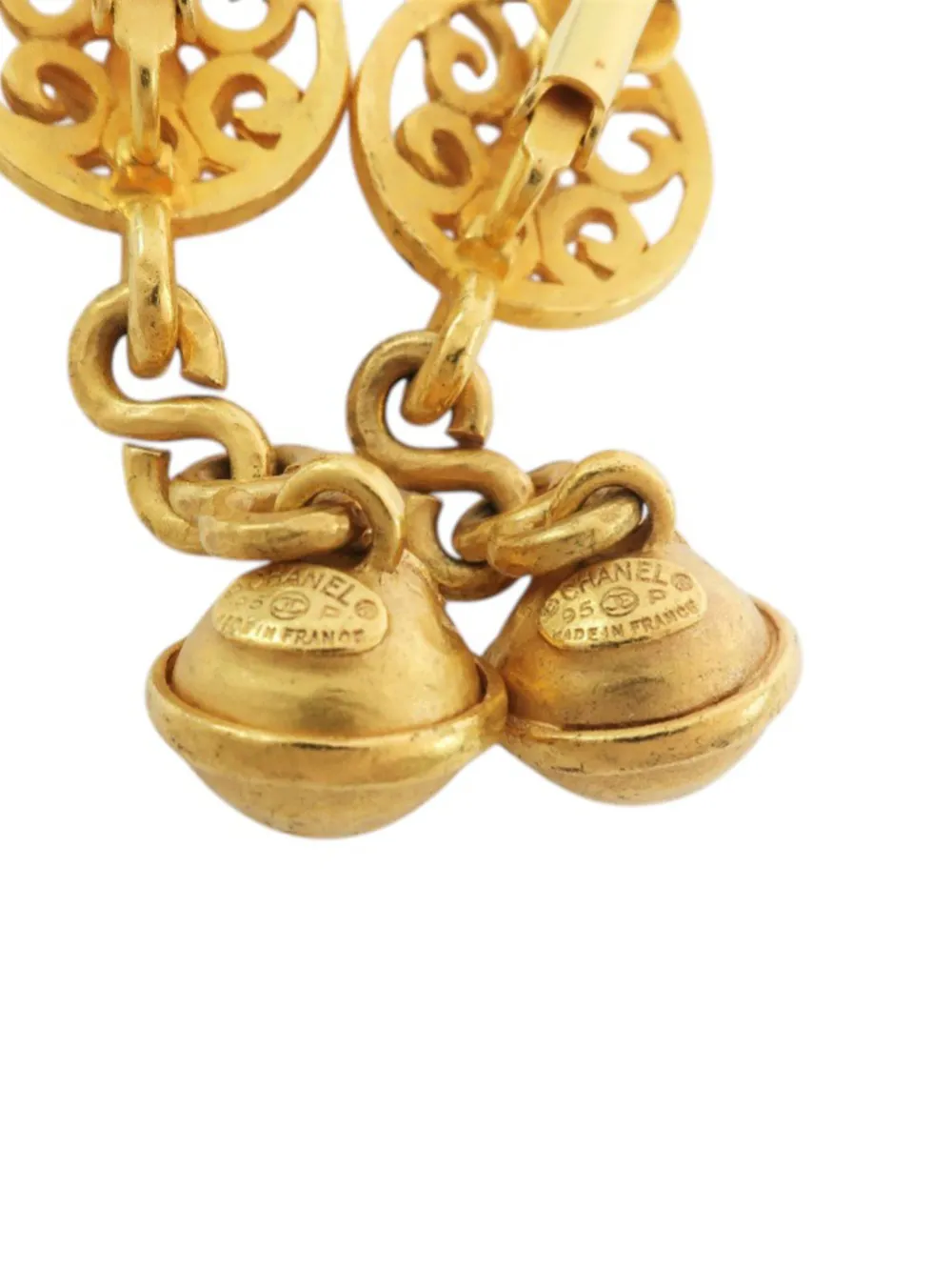 1995 Cc Gold Plated Bell Drop Clip On Earrings Costume Earrings