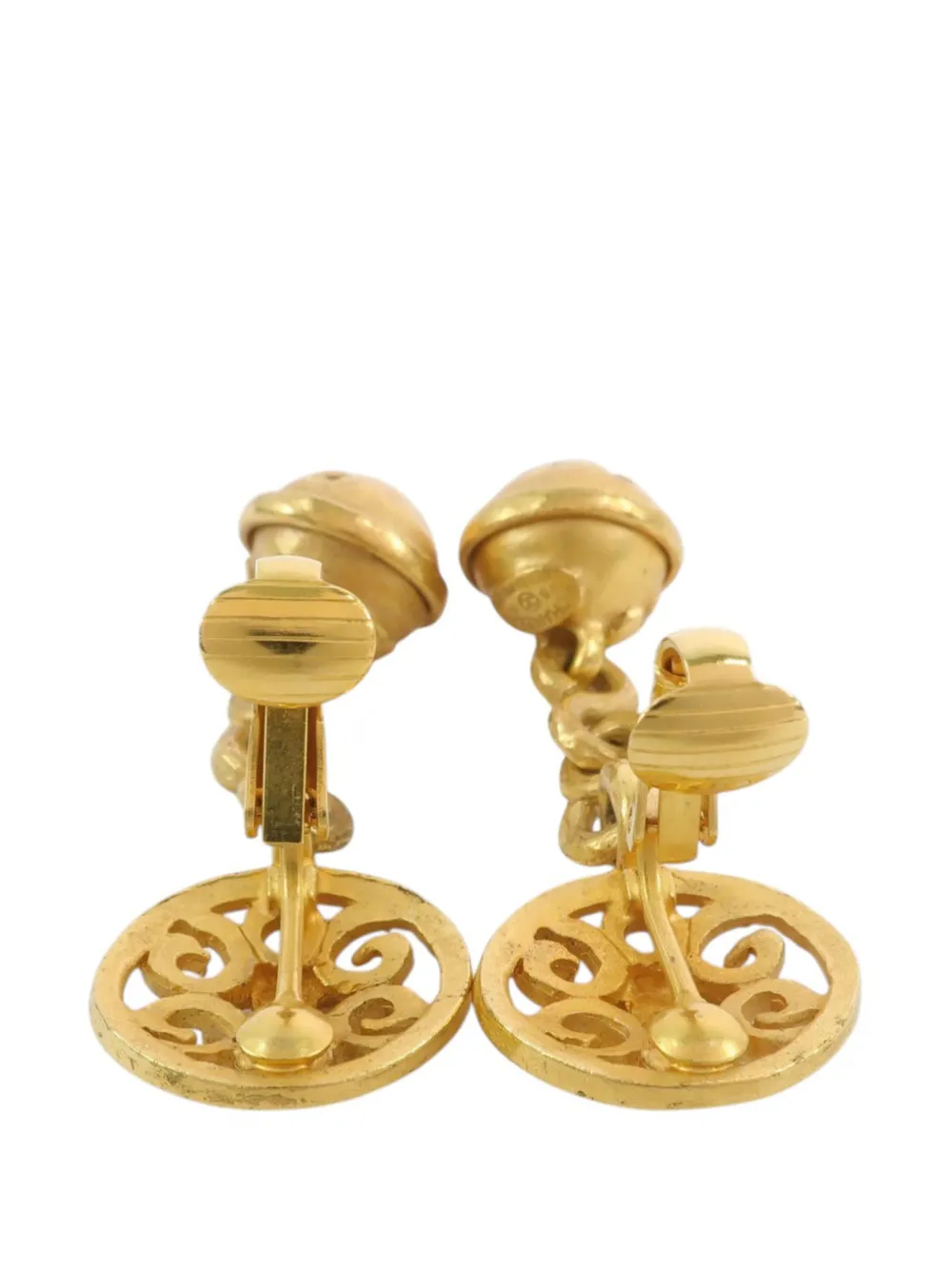 1995 Cc Gold Plated Bell Drop Clip On Earrings Costume Earrings