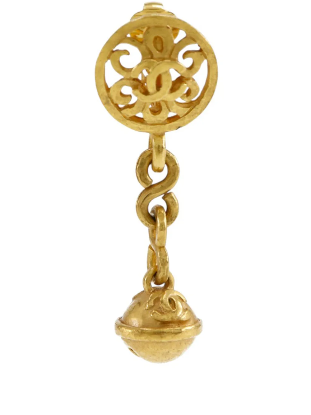 1995 Cc Gold Plated Bell Drop Clip On Earrings Costume Earrings