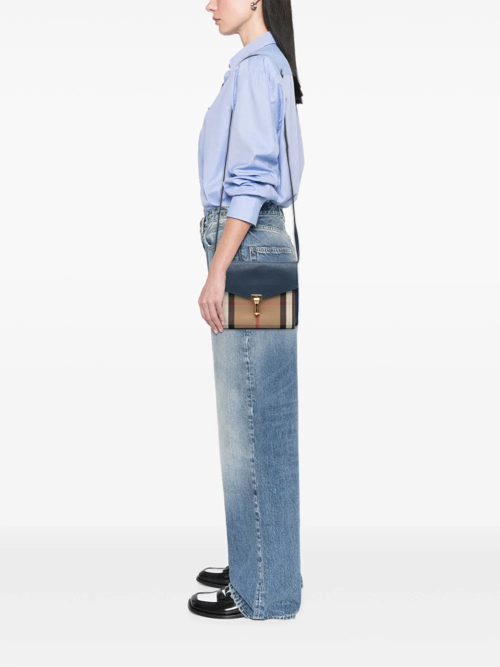 2000-2017 Small Leather And House Check Canvas Derby Macken Crossbody Bag
