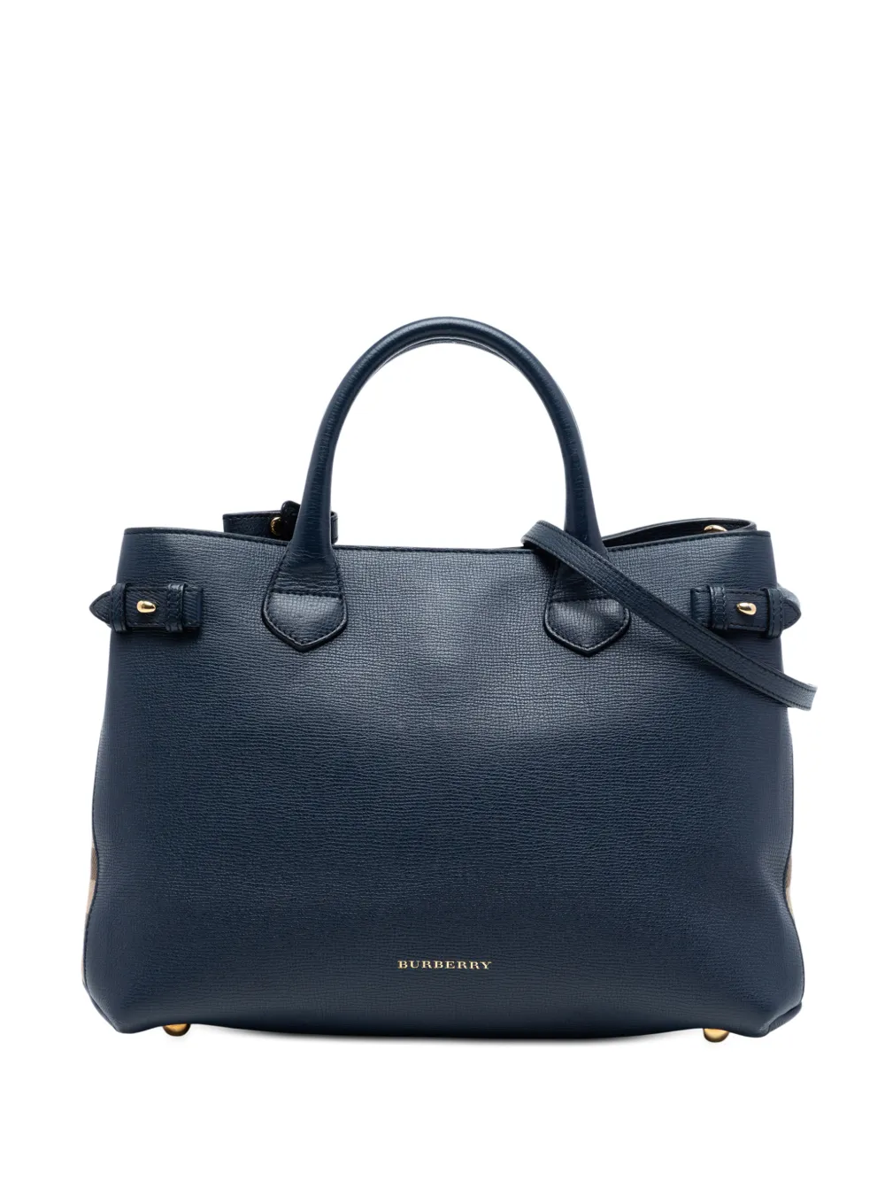 Burberry Pre-Owned 2000-2017 Medium Leather and House Check Banner satchel - Blu