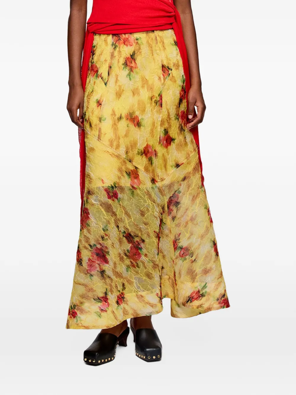 GANNI skirt in printed Shibori organza - Giallo