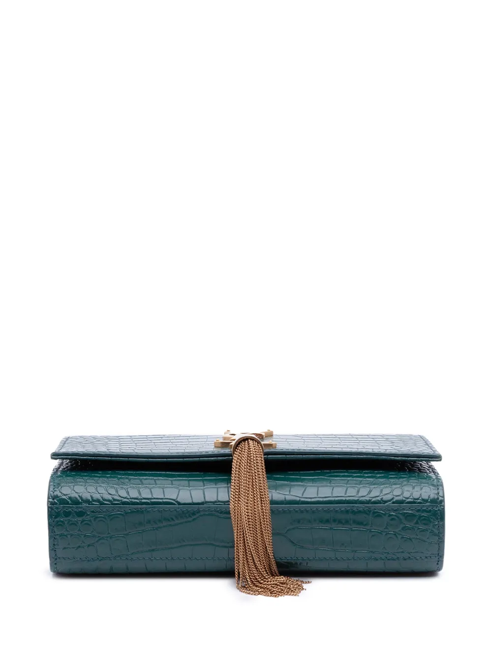 2022 Small Croc Embossed Leather Monogram Kate Tassel Crossbody Bag
