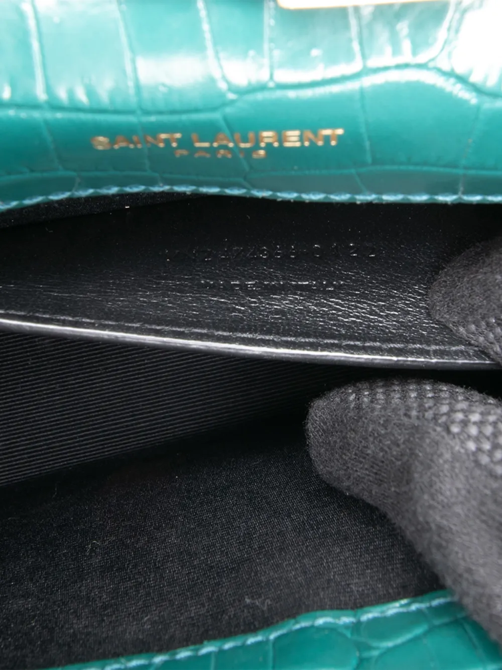 2022 Small Croc Embossed Leather Monogram Kate Tassel Crossbody Bag