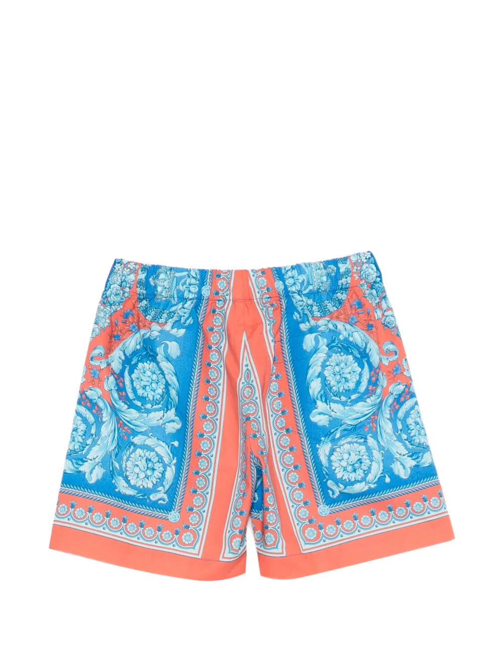  Versace Kids Bermudas Con Estampado Barocco - Azul 